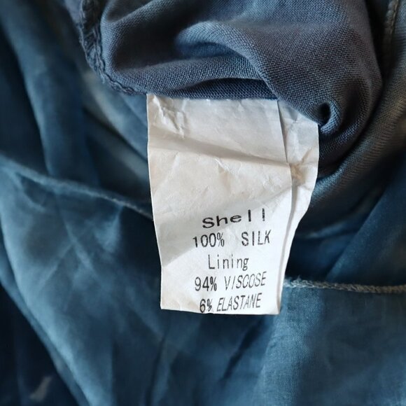H Trend Italy Blue Gray Tie Dye Silk Sequin Layered Flowy Feminine Top Blouse M - Picture 4 of 5